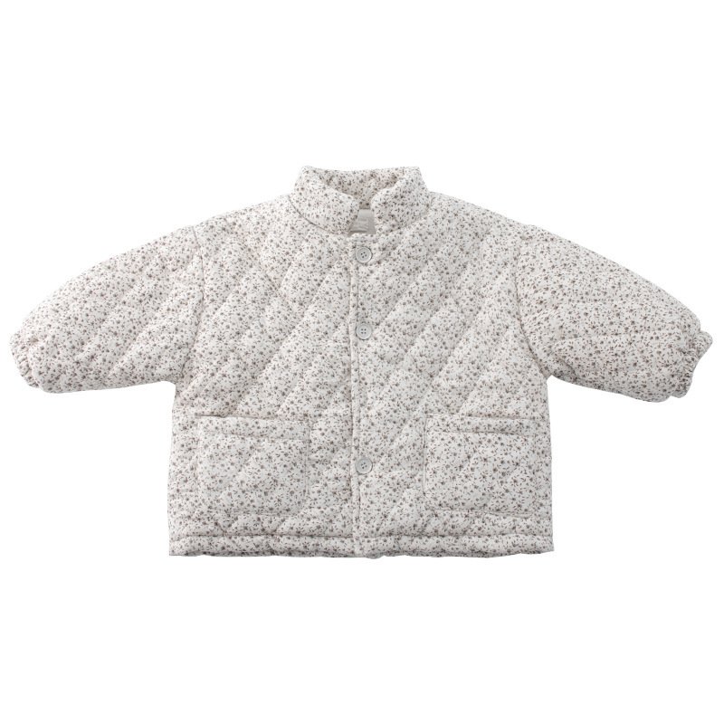 Cappotto imbottito in cotone per bambine, in pile spesso e floreale - Image 6